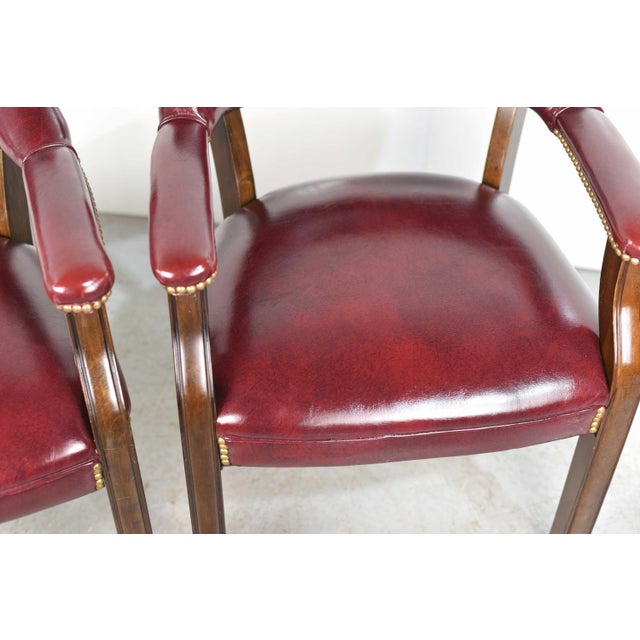 Vintage Oxblood Leather Armchair Chair With Brass Nailheads by Village Industries Tennessee - a Pair For Sale - Image 11 of 12