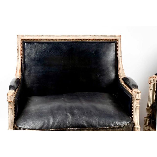 Late 18th Century Pair Louis XVI/Directoire Bergeres, Late 18th Century or Early 19th Century For Sale - Image 5 of 16