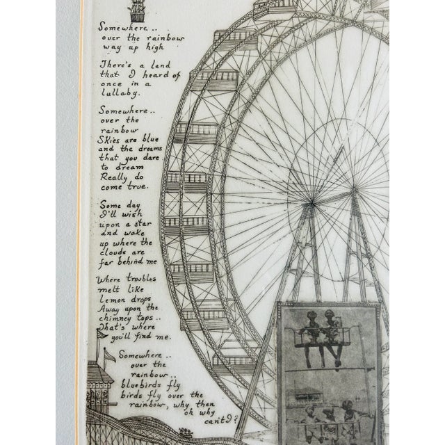 Printmaking Materials Vintage Etching of Ferris Wheel “ Over the Rainbow “ by Marie Welsh For Sale - Image 7 of 10