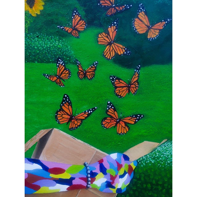 Madoti Oluwadamilare, Hopes Ascending On Delicate Wings Painting, 2023 Acrylic On Canvas 48 × 36 × 1 1/2 in | 121.9 × 91.4...
