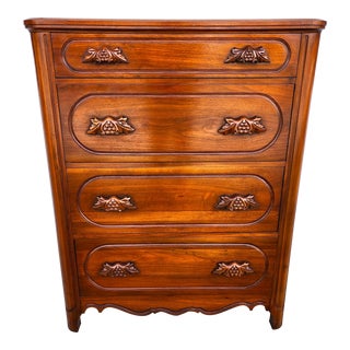 Antique Dresser Highboy Solid Walnut by Davis Cabinet Co For Sale