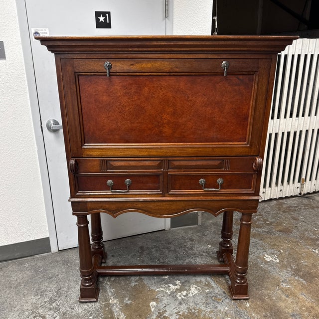South Cone Trading Traditional Mahogany Wine Bar Secretary Cabinet For Sale - Image 12 of 12