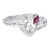 Mixed Cut Diamond Ruby Band Vintage Ring 14k White Gold Estate Fine Jewellery size 6.5 For Sale