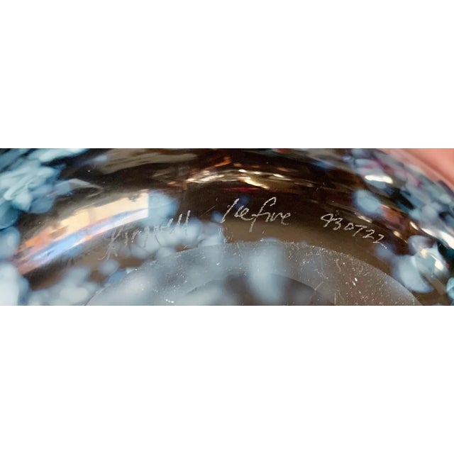 Blue Modern Minimalist Studio Grayish Blue Glass Vase - Signed For Sale - Image 8 of 9