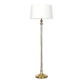 Art Deco Fluted Glass & Brass Floor Lamp For Sale