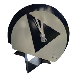 Radical Table Clock in Lacquered Metal, 1980s For Sale
