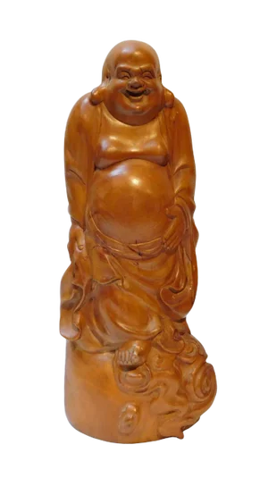 Chinese Hand Carved Standing Happy Buddha Budai Luohan Statue On Cloud Base