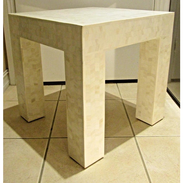 Matched Pair Tessellated Bovine Bone Parsons Style End Tables Circa 1980s For Sale In Miami - Image 6 of 12