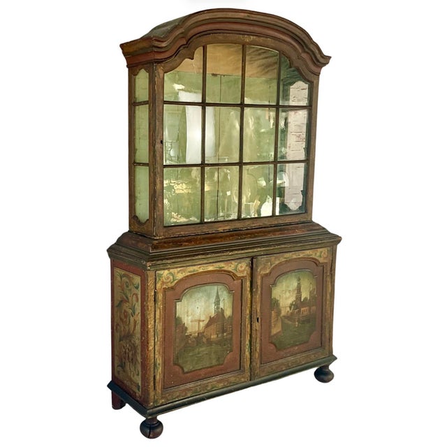 Dutch Colonial 18th Century Polychrome Painted Cabinet For Sale - Image 4 of 13