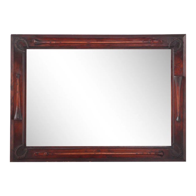 Equestrian Themed Carved Walnut Mirror for the Horse Lover Circa 1900. For Sale