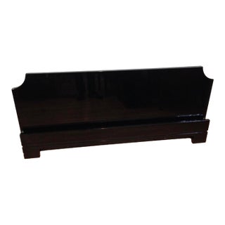 1980's Roche Bobois Black Lacquered Pekino Queen Headboard and Footboard For Sale