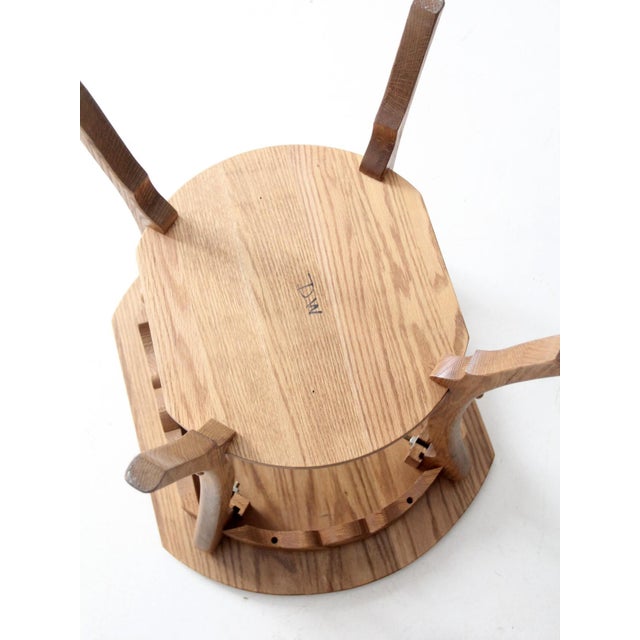 Vintage Oak Side Table With Carved Wheat Sheaf Apron For Sale - Image 11 of 12