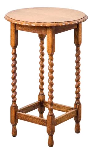 Antique English Barley Twist Lamp Table With Scalloped Edge