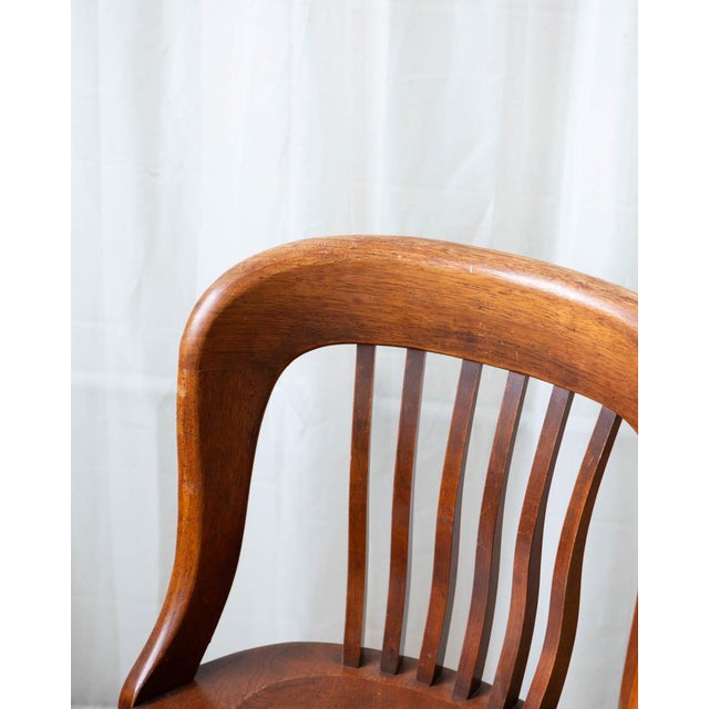 Rustic 1930s Oak Banker's Chair For Sale - Image 3 of 10
