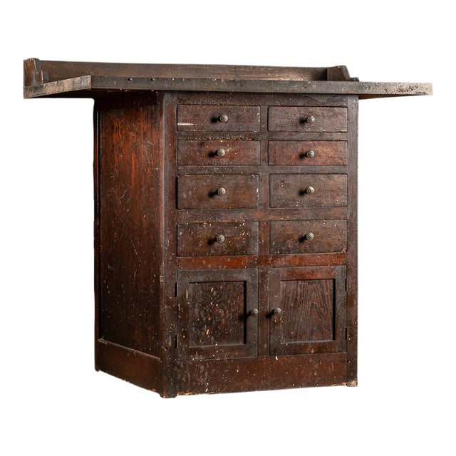 1930s Vintage Industrial Workbench Cabinet With Dividers For Sale