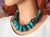 The length of the necklace is 19 inches (48 cm). The size of the rondelle beads varies from 16 mm to 33.5 mm. Turquoise...