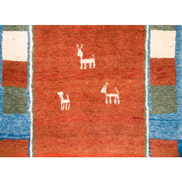 Red Mid 20th Century Vintage Persian Gabbeh Rug For Sale - Image 8 of 13