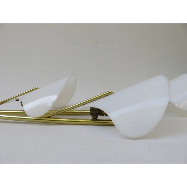 Large Italian Brass &amp; White Acrylic Glass Wall Lights, 1950s, Set of 2 For Sale - Image 11 of 18