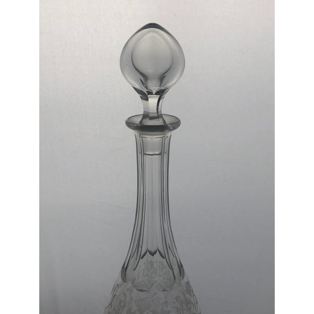 Vintage Baccarat Crystal Wine Decanter Etched Flower Vines For Sale In Sacramento - Image 6 of 9