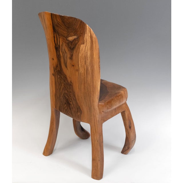 Contemporary Organic Wabi Sabi Sculptural Walnut Side Chair from Pierre Decorse For Sale - Image 3 of 13