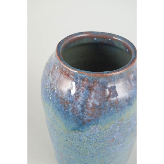 Vintage Stoneware Vase with Glossy Blue and Green Glaze, 1960s For Sale - Image 3 of 5