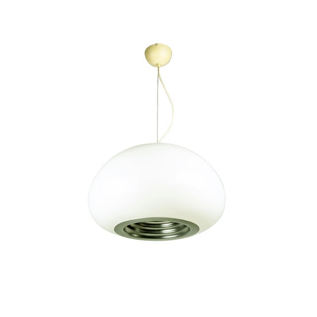White Opaline Glass, Aluminum & Plastic Black & White Pendant by Achille & Pier Giacomo Castiglioni for Flos, 1960s For Sale - Image 14 of 14