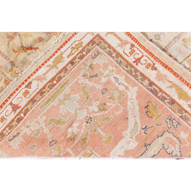 Antique Turkish Oushak Rug For Sale - Image 4 of 9