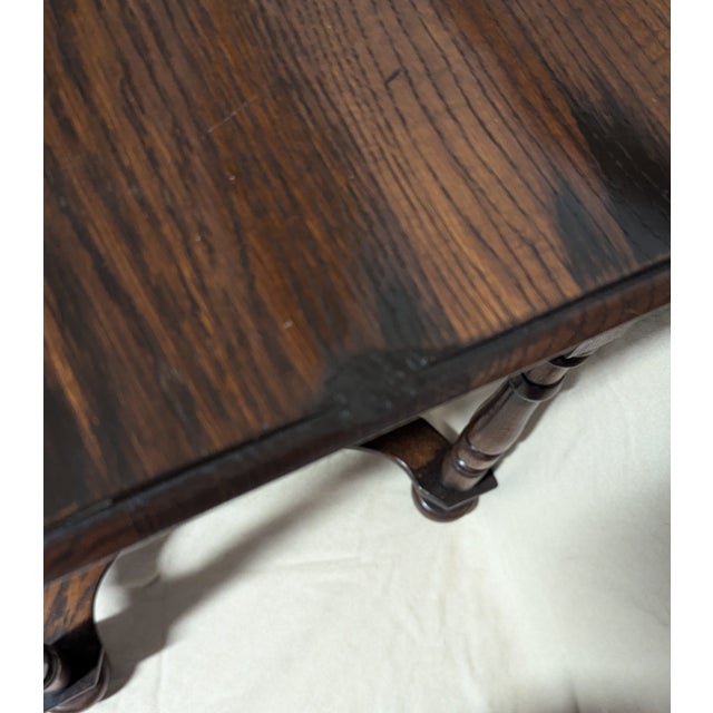 Antique Oak William & Mary Side Table With Cross Stretcher For Sale - Image 12 of 15