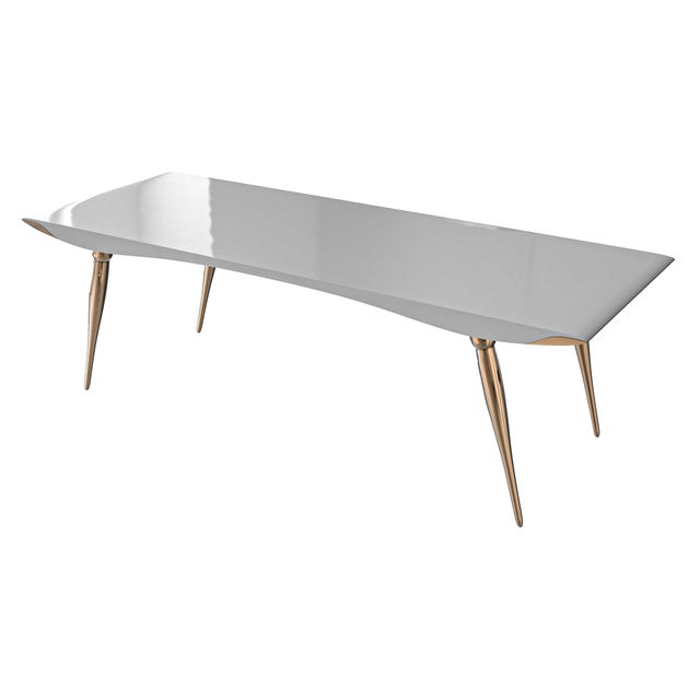 "Vanquish" Desk With Bronze and Stainless Steel, Handmade For Sale In Los Angeles - Image 6 of 8