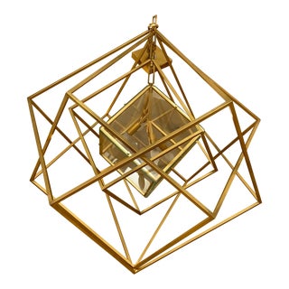 Kelly Wearstler Cubist Medium Gold Chandelier For Sale