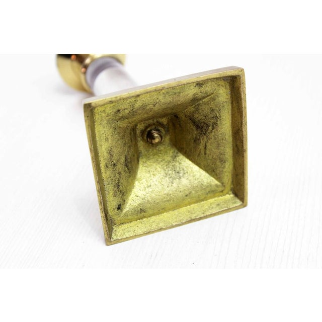 Mid-Century Modern Vintage Brass & Acrylic Glass Candleholder, 1960s For Sale - Image 3 of 11