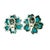 Turquoise Circa 1980s Italian 18k White Gold Persian Turquoise and Diamond Floral Earrings For Sale - Image 8 of 12