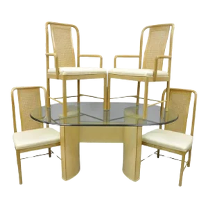 Drexel Heritage Compatibles Art Deco Style Blonde Wood Dining Room Set - 5 Pcs