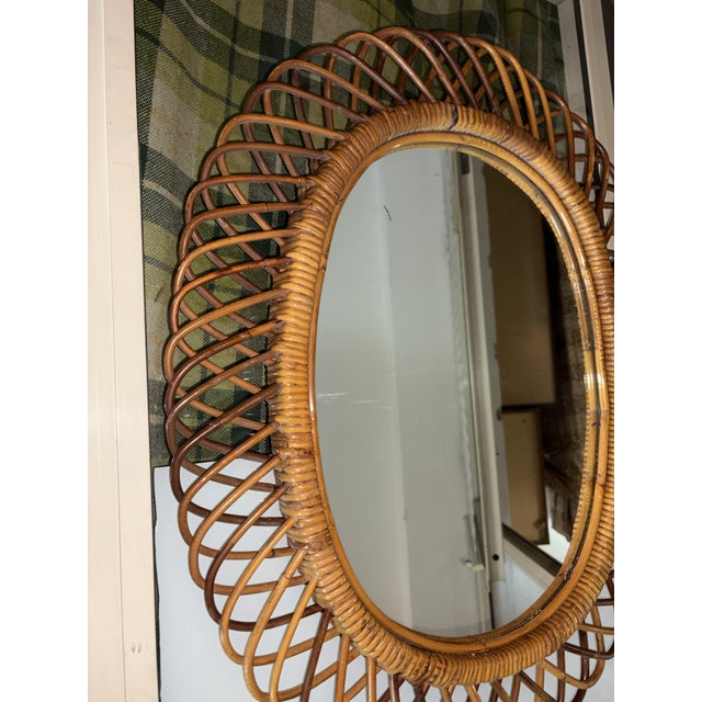 1950s Vintage Wicker Mirror, 1950 For Sale - Image 5 of 12