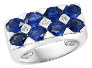 2.5 Carat Blue Sapphire and Diamond Cocktail Ring in 18 Karat White Gold Estate