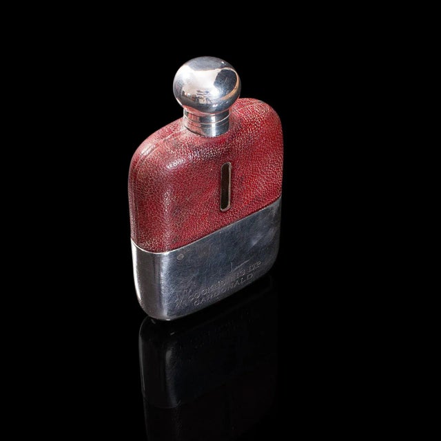 Metal 1920s Antique Silverplate & Leather Hip Flask For Sale - Image 7 of 13