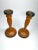 Glass Vintage Art Deco Orange & Black Czechoslovakian Glass Candlesticks, a Pair For Sale - Image 7 of 11