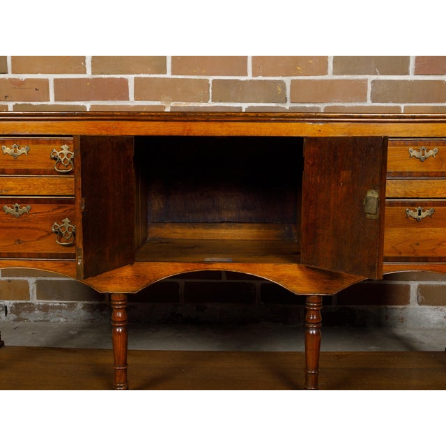 English 19th Century Oak Dresser Base with Marquetry, Doors and Drawers For Sale - Image 12 of 12