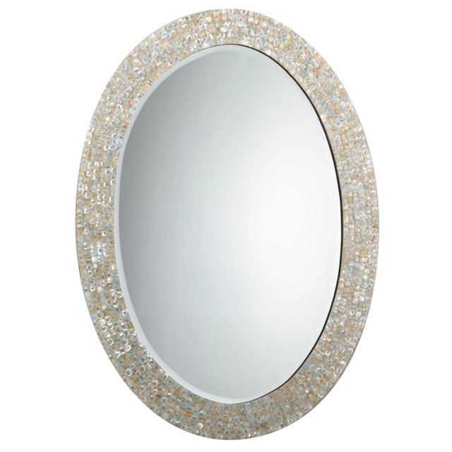 Modern Jamie Young Oval Mother-of-Pearl Mirror For Sale - Image 3 of 3