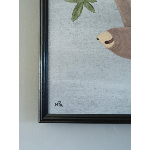 Paint Contemporary 'Hanging Sloth' Original Naïve Style Animal Oil Painting by British Artist Matt Rix, Framed For Sale - Image 7 of 11