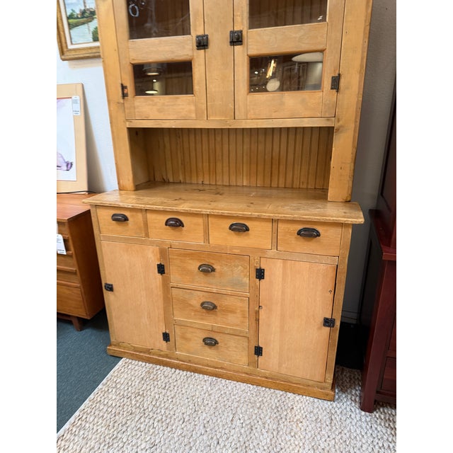 Antique Mexican Pine Wood Step Back Hutch For Sale - Image 4 of 12