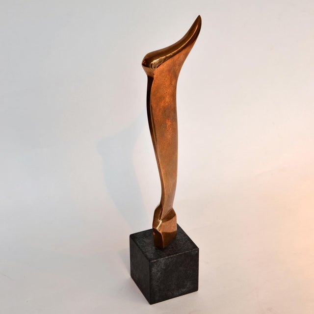 Metal Abstract Bronze Sculpture with Black Plinth by Neil Willis, England, 1970s For Sale - Image 7 of 9