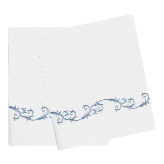 Tuscany Standard Pillowcases in Slate Blue - a Pair For Sale