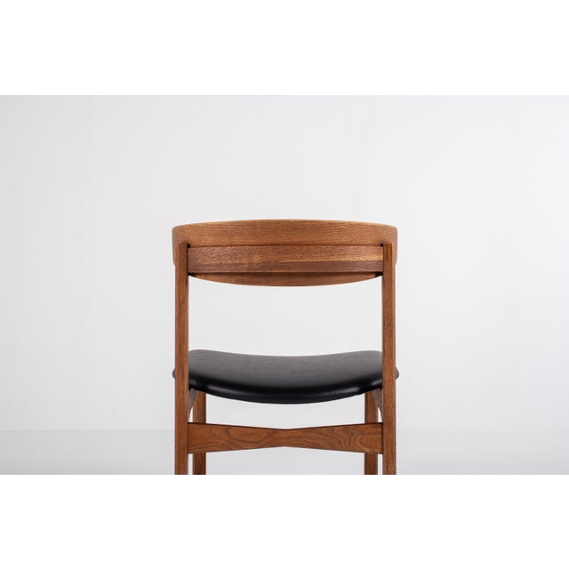 Danish Oak and Black Skai Dining Chairs, 1960s, Set of 4 For Sale - Image 12 of 18