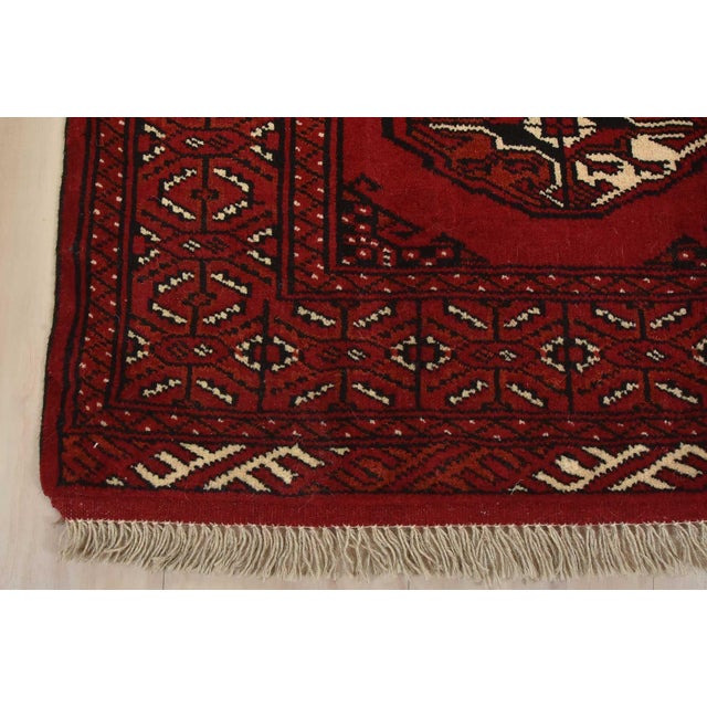 Turkmen Runner 2’7” X 9’8” Red Wool Vintage Tribal Hand-Knotted Oriental Rug For Sale - Image 9 of 12