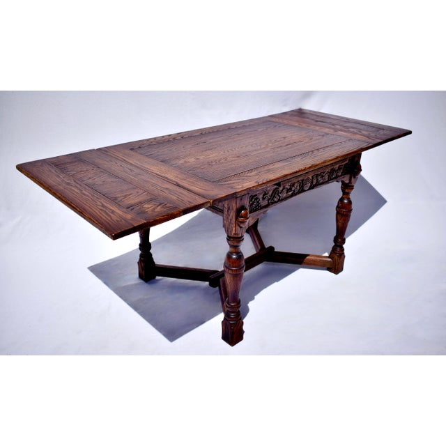 Wood Antique Jacobean Style Refectory Dining Table by Jamestown Lounge, Feudal Oak For Sale - Image 7 of 12