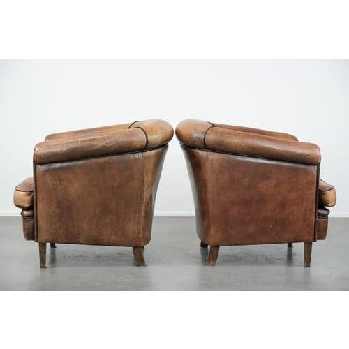 Vintage Club Chairs in Sheepskin Leather, Set of 2 For Sale - Image 4 of 14