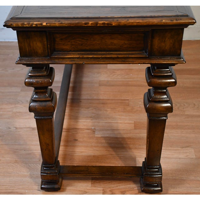 1970s Vintage Thomasville Furniture English Style Burl Walnut Console/ Sofa Table / Desk For Sale - Image 13 of 14