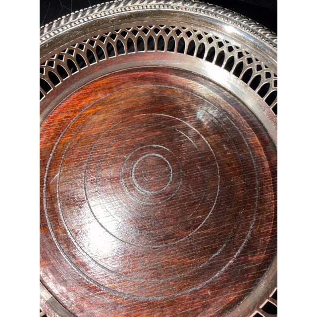 1940s Vintage Silver Plate Bullseye Wine Coaster With Gallery Edge For Sale - Image 5 of 12