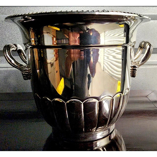 Frank Hawker Vintage Fine Silver Plate Champagne Bucket With Handles For Sale - Image 10 of 13